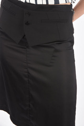 Longuette in Raso con Cintura Bustier Abbottonata