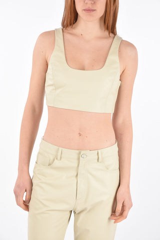 Side Zipped Leather Crop Top