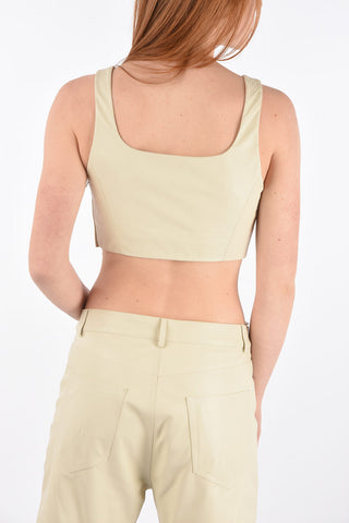 Side Zipped Leather Crop Top