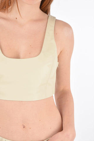 Side Zipped Leather Crop Top