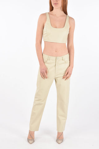 Side Zipped Leather Crop Top