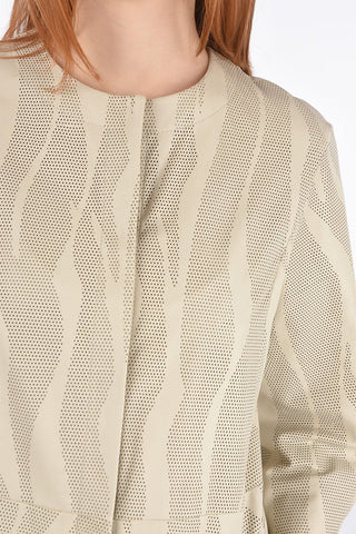 3/4-Sleeved Perforated Leather Overcoat