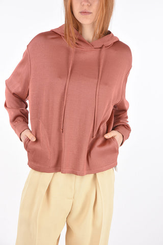 Felpa in Maglia con Cappuccio e Polsini con Elastico