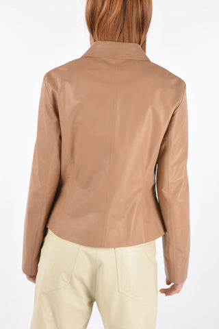 1 Button Flush Pocket Leather Blazer