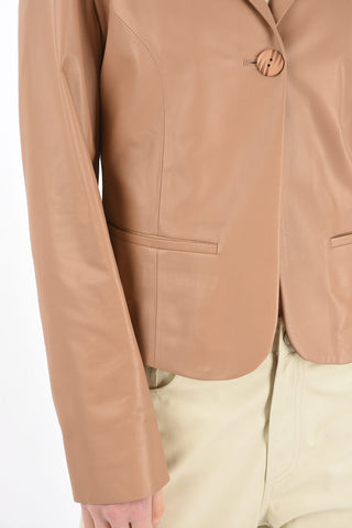 1 Button Flush Pocket Leather Blazer