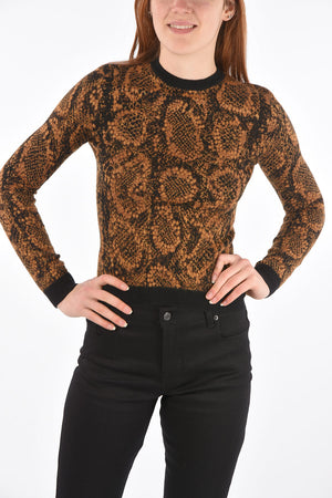 Crew Neck Python Patterned Sweater