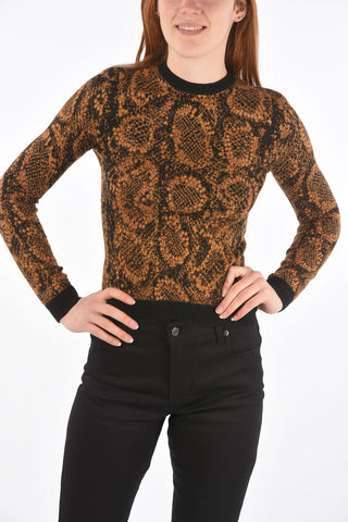 Crew Neck Python Patterned Sweater