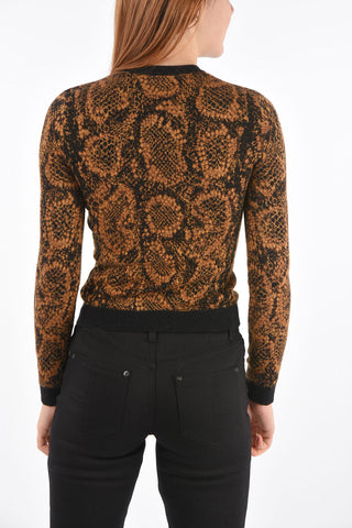Crew Neck Python Patterned Sweater