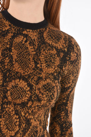 Crew Neck Python Patterned Sweater