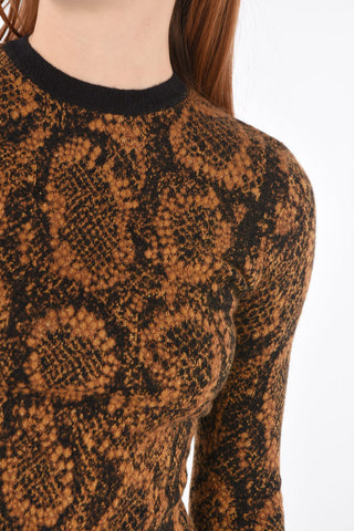 Crew Neck Python Patterned Sweater