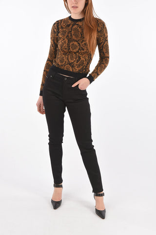Crew Neck Python Patterned Sweater