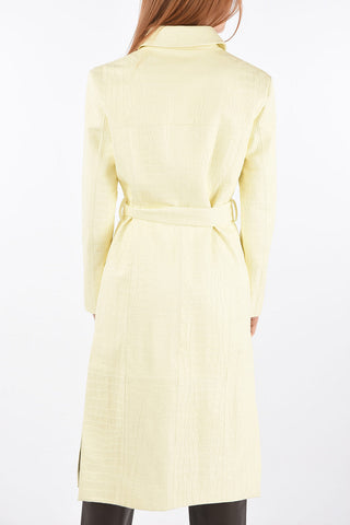 Crocodile Effect Leather Coat with Belt