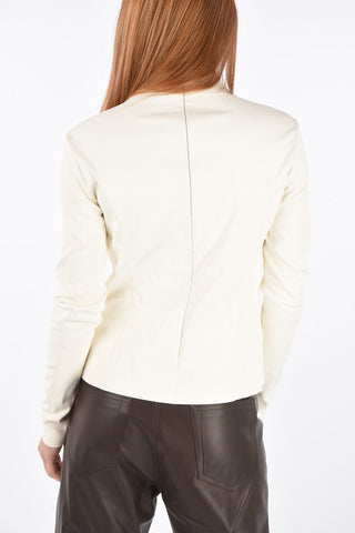 Long-sleeved Leather Top with Back Zip