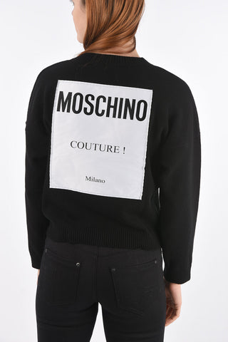 Crew Neck Sweater with Back Applied Maxi Logo