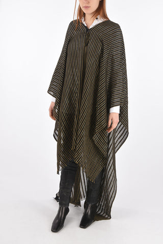 Lurex Pinstriped Cashmere Blend Cape