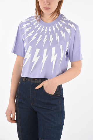 Cotton FAIR ISLE THUNDERBOLT Crop T-Shirt