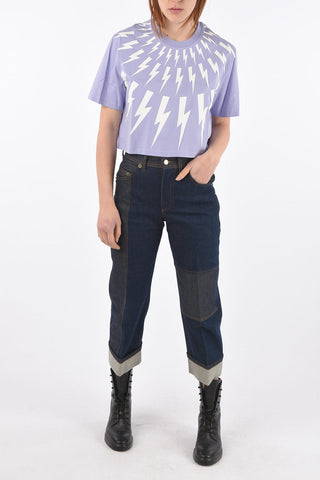 Cotton FAIR ISLE THUNDERBOLT Crop T-Shirt