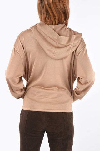 Knitted Hoodie with Elastic Cuffs