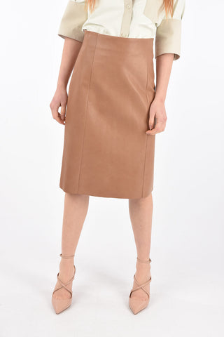 Back Split A-Line Leather Skirt