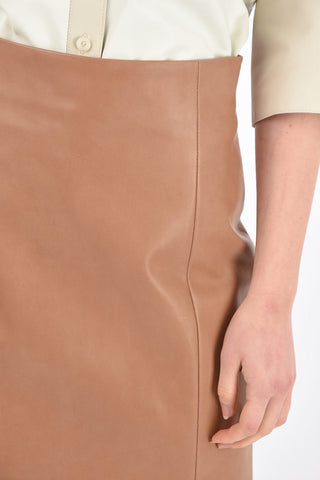 Back Split A-Line Leather Skirt