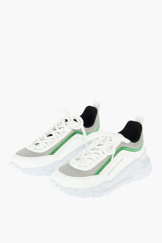 Lace Up Leather Sneakers with Mesh Details