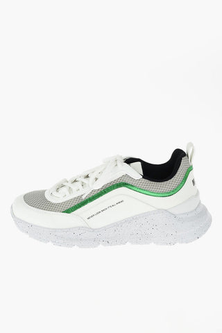 Lace Up Leather Sneakers with Mesh Details