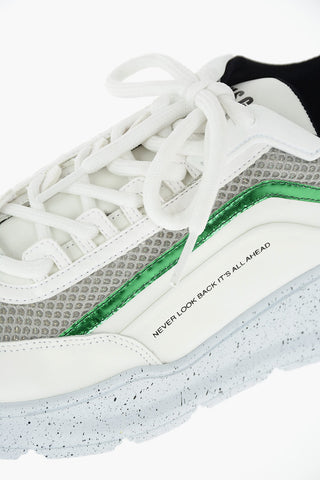 Lace Up Leather Sneakers with Mesh Details