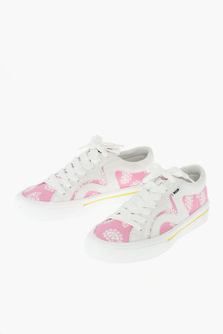 Paisley Patterned Canvas Sneakers with Leather Inserts