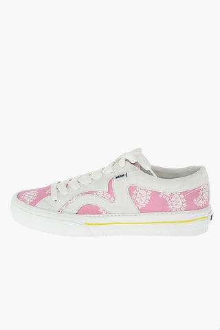 Paisley Patterned Canvas Sneakers with Leather Inserts