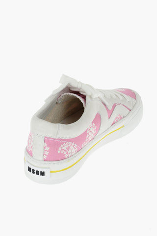 Paisley Patterned Canvas Sneakers with Leather Inserts