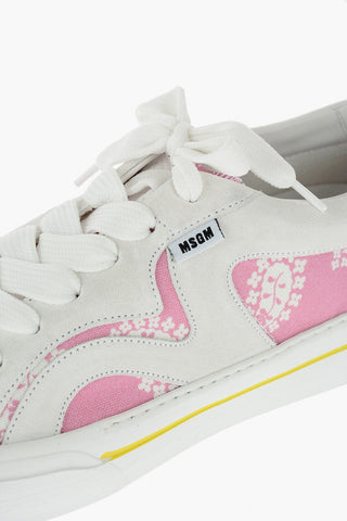 Paisley Patterned Canvas Sneakers with Leather Inserts