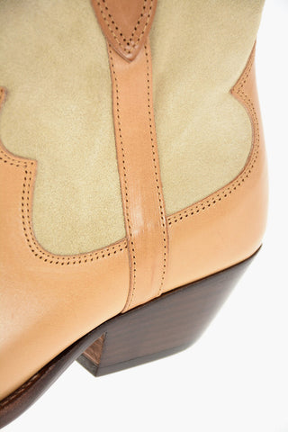 Suede Inserts Leather Western Booties