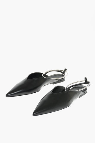 Point Toe Slingback Ballet Flats with Ankle Ring