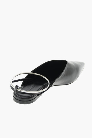 Point Toe Slingback Ballet Flats with Ankle Ring