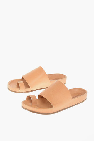 Slippers in Pelle con Suola in Cuoio