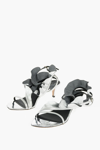 Sandali in Pelle Martellata con Ruches