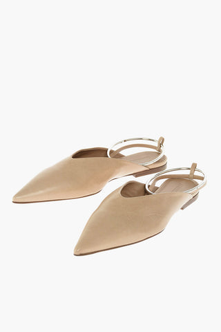 Point Toe Slingback Ballet Flats with Ankle Ring