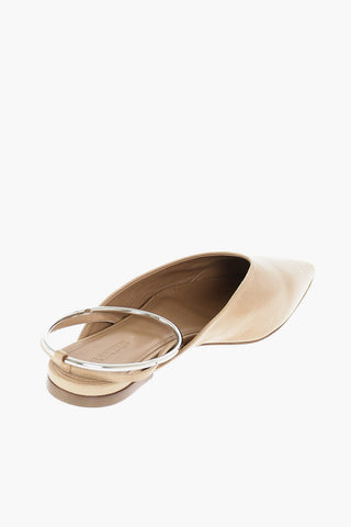 Point Toe Slingback Ballet Flats with Ankle Ring