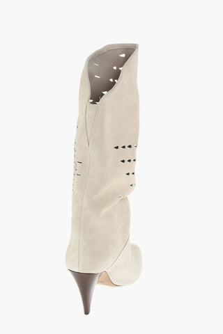 Under the Knee Perforated Suede Western Boots