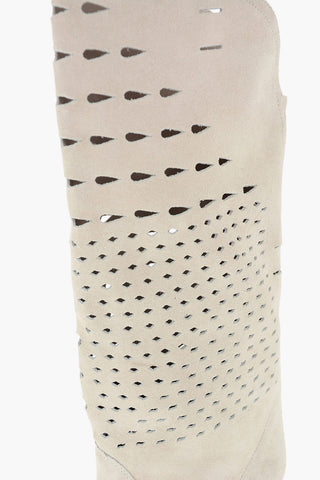 Under the Knee Perforated Suede Western Boots