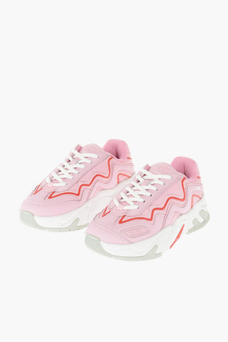 Sneakers Allacciate in Pelle e Tessuto