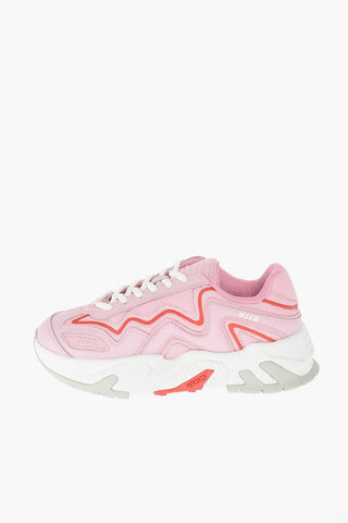 Sneakers Allacciate in Pelle e Tessuto