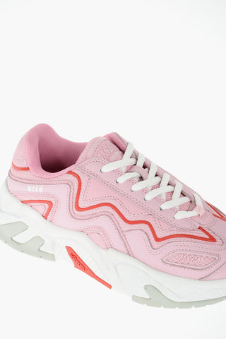 Sneakers Allacciate in Pelle e Tessuto