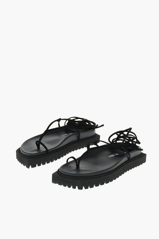 Suede Thong Sndals with Squared Sole