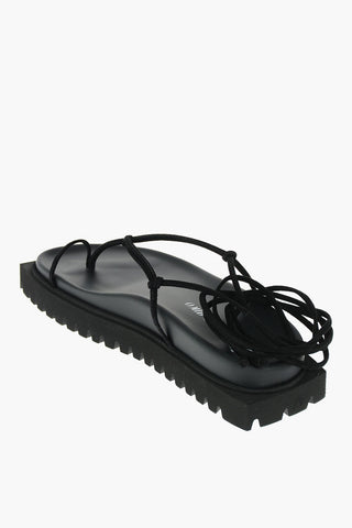 Suede Thong Sndals with Squared Sole