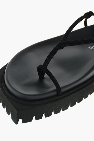 Suede Thong Sndals with Squared Sole
