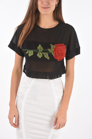 Embroidered sheer ANGELINA crop top