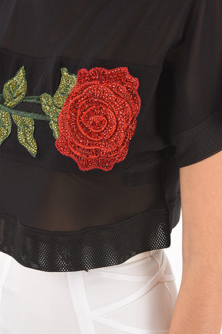 Embroidered sheer ANGELINA crop top