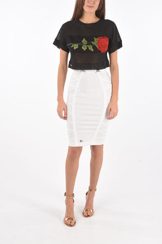 Embroidered sheer ANGELINA crop top