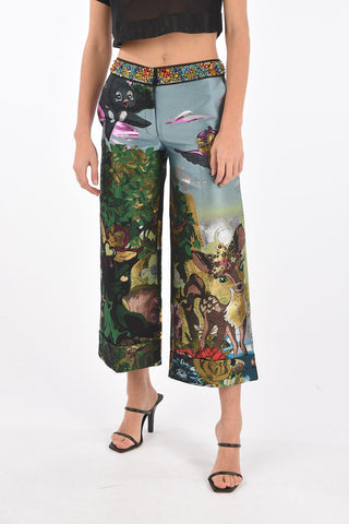 COUTURE printed LET ME MAKE YOU RISE pants with studs detais